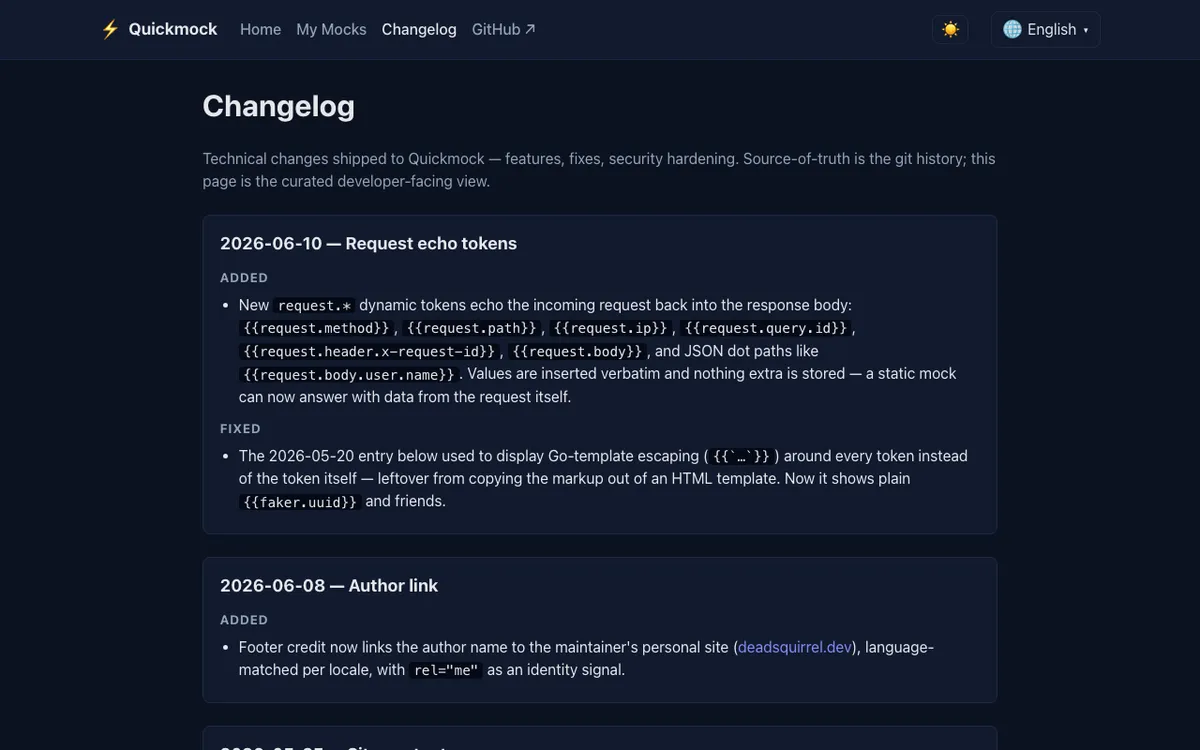 Публичный changelog: проект активно поддерживаю и дорабатываю удобство